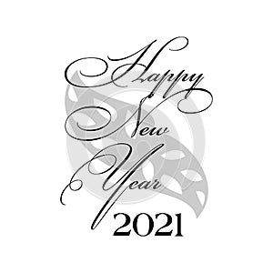 Happy New Year 2021 banner in lletter and mostera style for seasonal holidays flyers  greetings and invitations  christmas themed