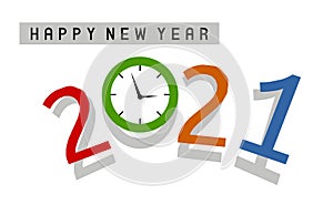 Happy New Year 2021 banner time White BG style style for seasonal holidays flyers  greetings and invitations  christmas themed