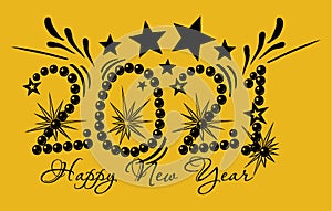 Happy New Year 2021 banner in paper cut style for seasonal holidays flyers  greetings and invitations  christmas themed