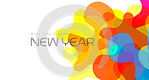 A Happy New Year banners deign in vector with colorful patterns and white background