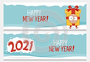 Happy new year banners with gift celebration concept.