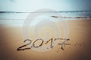 Happy New Year 2017 on the beach