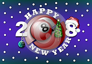 Happy new year and billiard ball