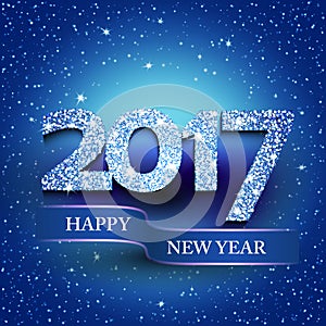 Happy new year 2017 blue background