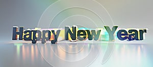 Happy New Year bold letters creative abstract design 3d-illustration