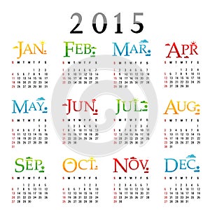 Happy New Year Calendar 2015 Vector