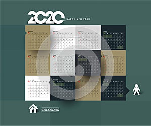 Happy new year Calendar - New Year Holiday design elements for holiday cards, calendar banner poster for decorations, Vector