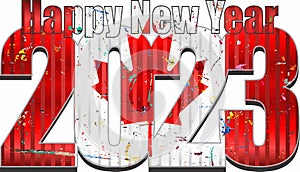 Happy New Year 2023 with Canada flag inside