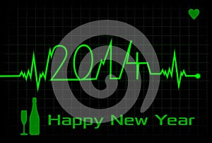 Happy New Year card made from EKG