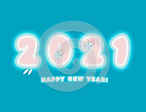 2021 Happy New Year card. Paradise Island Numbers for seasonal holidays flyer, greetings and invitations cards