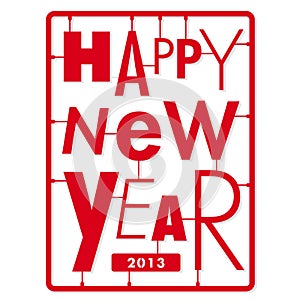 Happy new year card. Typography letters type font kit