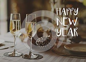 Happy New Year champagne glasses