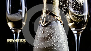 happy new year, champagne , video animation