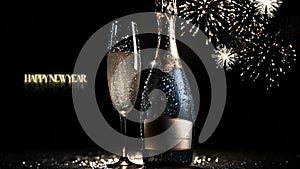 happy new year, champagne , video animation