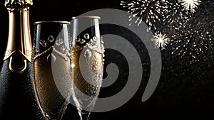 happy new year, champagne , video animation