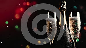 happy new year, champagne , video animation