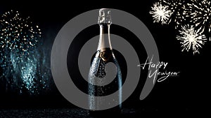 happy new year, champagne , video animation