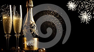 happy new year, champagne , video animation