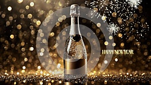 happy new year, champagne , video animation