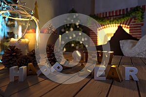 Happy new year and christmas background closeup composition photohappy new year and christmas background closeup composition photo