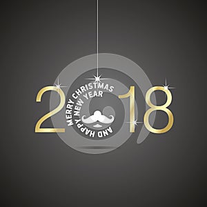 Happy New Year 2018 Christmas ball Santa gold white black vector logo icon banner greeting card8