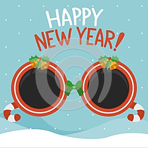 Happy new year with Christmas party sunglasses.