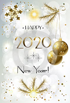 2020 happy new year and christmas card winter holiday party festival gold decoration