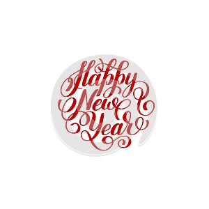 Happy New Year circle hand lettering logo