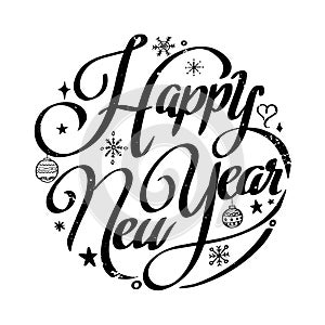 Happy New Year circle lettering design