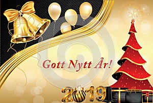 Happy New Year - classic greeting card in Swedish