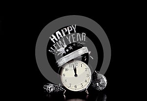 Happy New Year clock set for two minutes to midnight