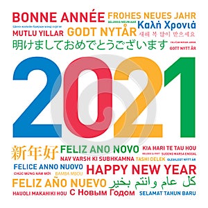 Happy new year colorful card from the world