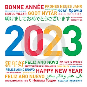 Happy new year colorful card from the world