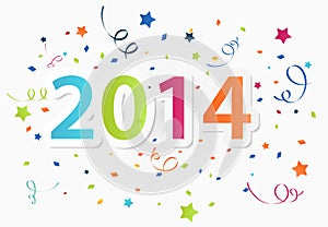 Happy New Year 2014 with colorful celebration background