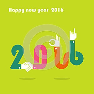 Happy New Year 2016.Colorful greeting card design.Vector illustr