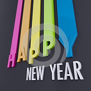 Happy New Year in colorful lines