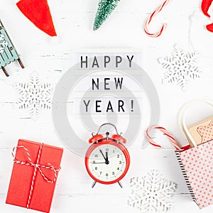 Happy New Year composition alarm clock lightbox