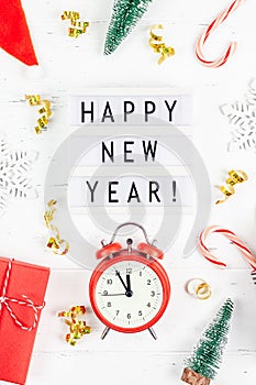 Happy New Year composition alarm clock lightbox