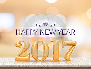 Happy new year 2017 3d rendering new year on marble table top