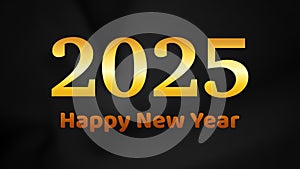 2025 Happy New Year on dark silk background