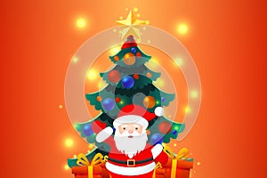 Happy New Year design on red shiny background. Merry Christmas v