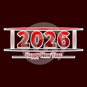 2026 Happy New Year design vector illustration. Unique 2026 logo design template. In modern gradient color