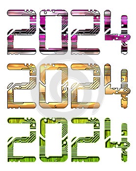 2024 Happy New Year digital technology concept numeral lettering photo
