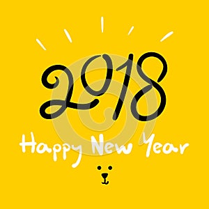 Happy new year 2018 Dog year doodle handwriting brush