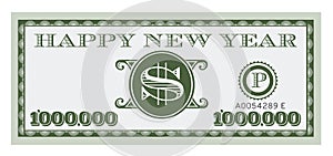 Happy New Year Dollar Bill Vector Design