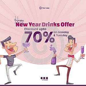 Happy new year drinks offer banner design