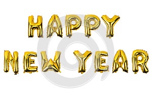 Happy new year English alphabet from yellow Golden