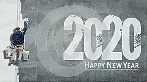 Happy New Year 2020 on facade