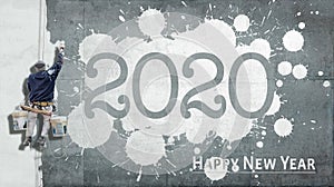 Happy New Year 2020 on facade