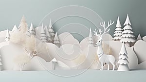 Happy new year festive abstract design. Soft pastel color. Christmas trees, winter landscape